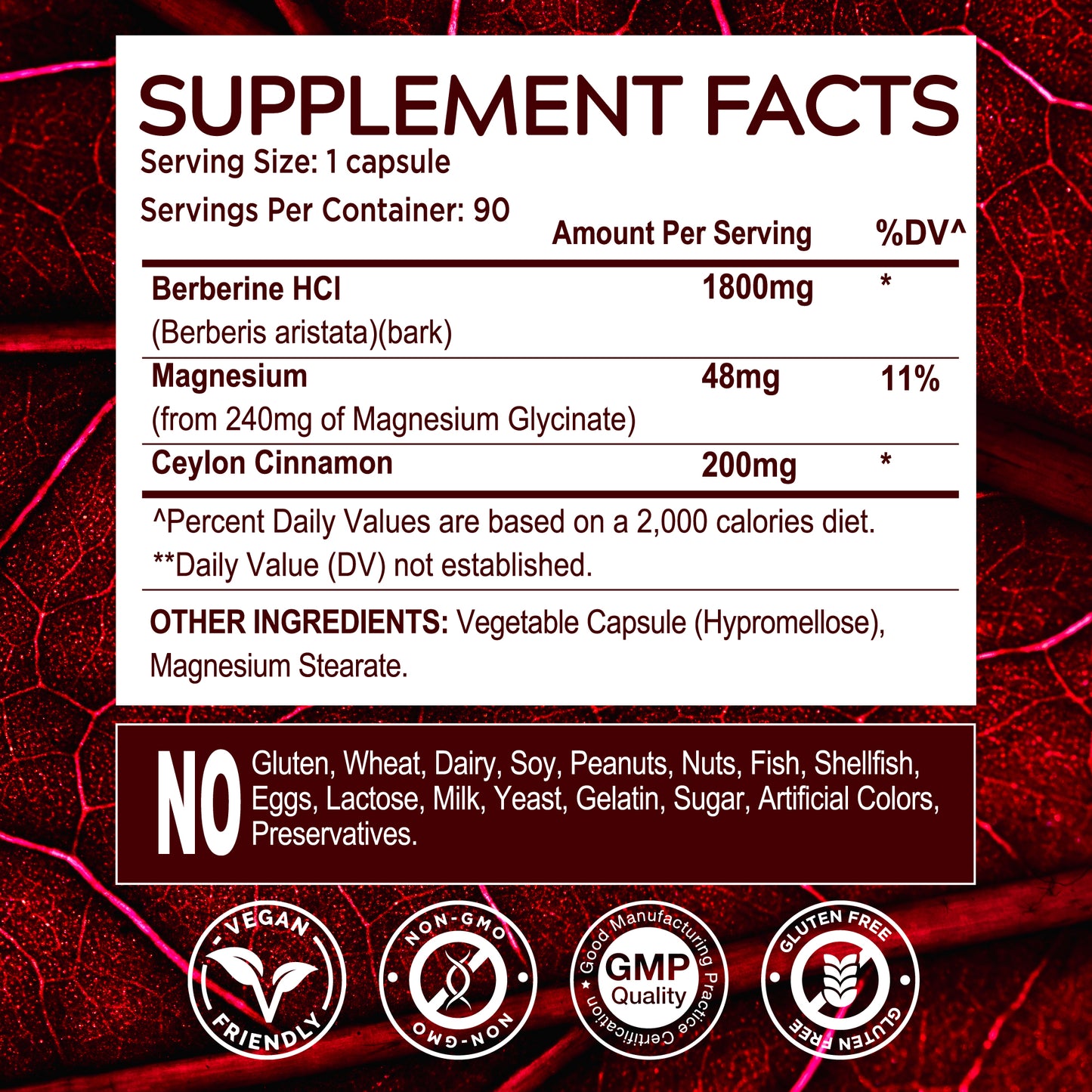 MuseBeam Berberine HCL Magnesium Glycinate Supplement