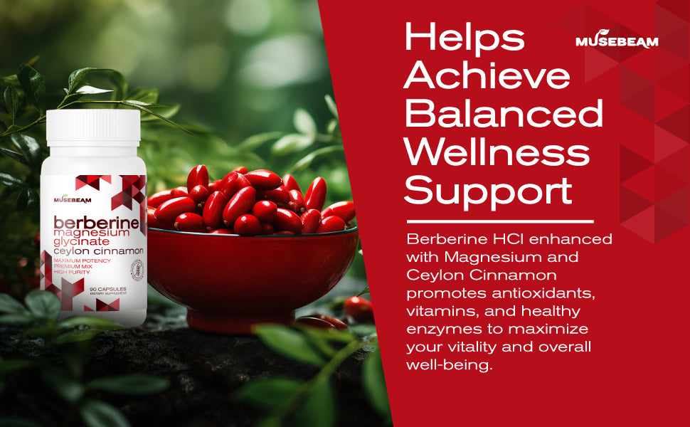 MuseBeam Berberine HCL Magnesium Glycinate Supplement