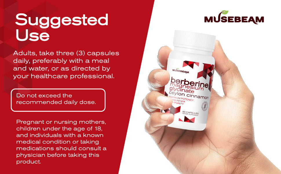 MuseBeam Berberine HCL Magnesium Glycinate Supplement
