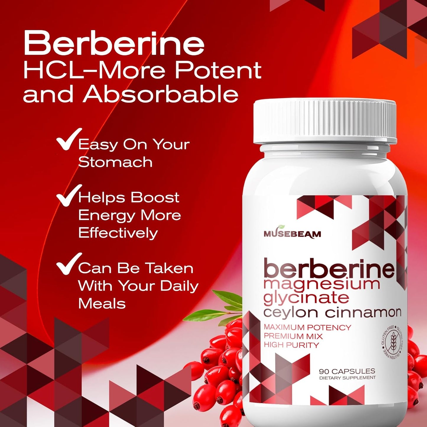 MuseBeam Berberine HCL Magnesium Glycinate Supplement