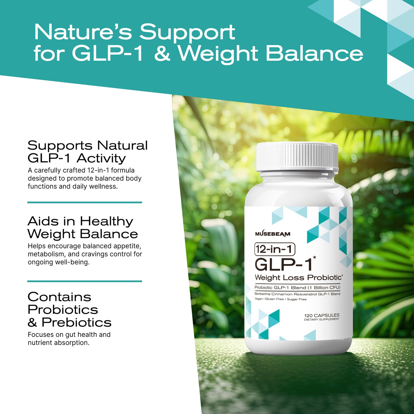 MuseBeam GLP-1 Probiotic Weight Loss Support Supplement