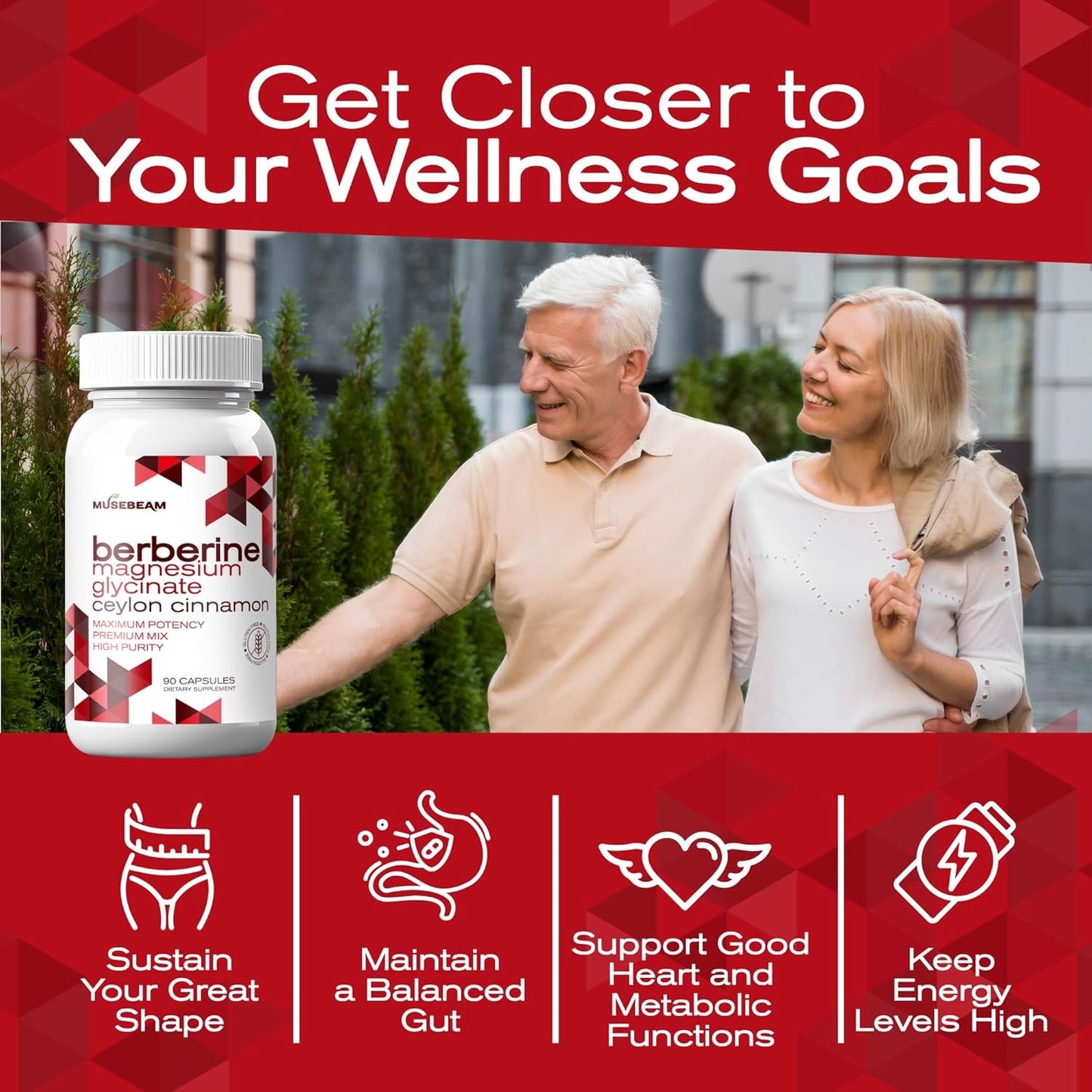 MuseBeam Berberine HCL Magnesium Glycinate Supplement