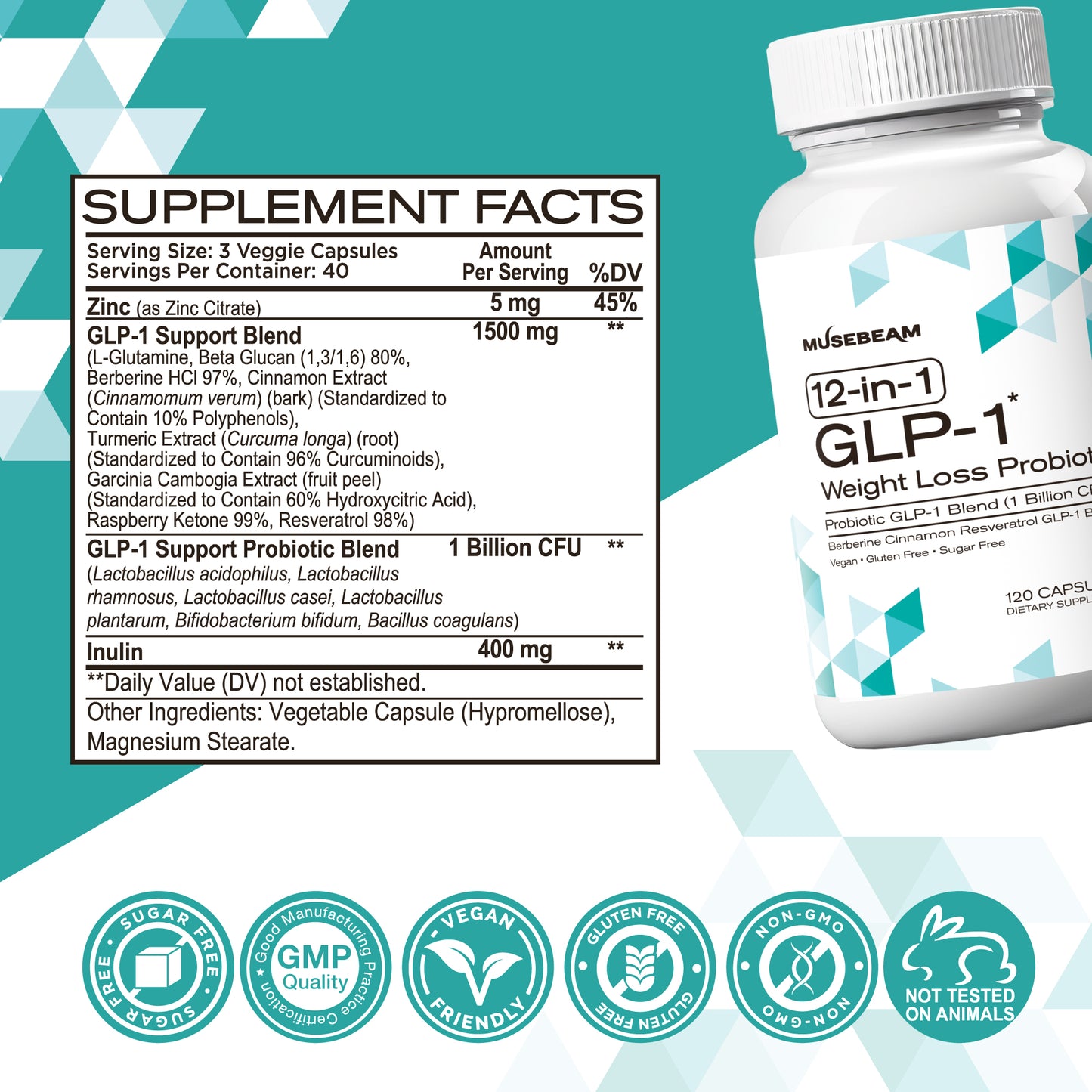 MuseBeam GLP-1 Probiotic Weight Loss Support Supplement