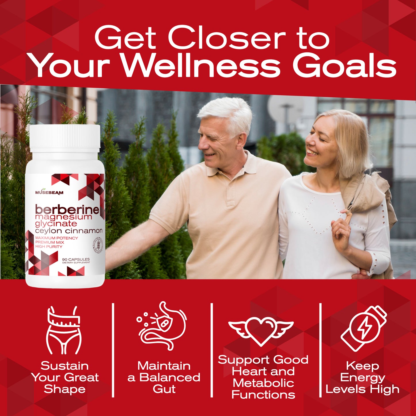 MuseBeam Berberine HCL Magnesium Glycinate Supplement
