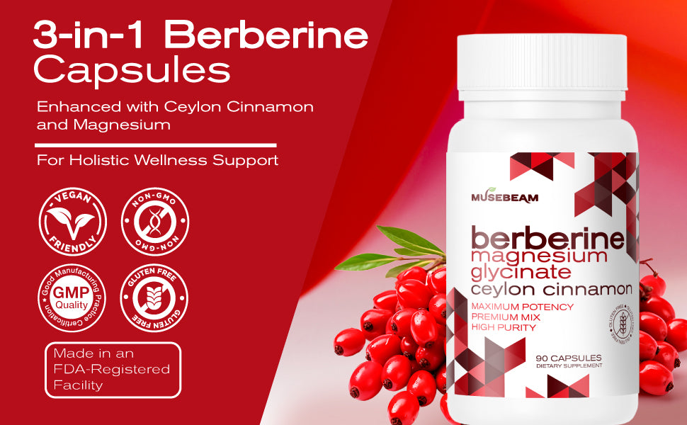 MuseBeam Berberine HCL Magnesium Glycinate Supplement